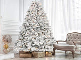 4.5FT Flocked Christmas Tree with 250 UL Lights and 24 Natural Pine Cones Snowy PVC 498 T3637P339739
