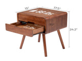 Wood Nightstand End Side Table with Drawer & Solid Wood Legs for Living Room, Bedroom 55985215