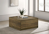 Travon 31.5"W Oak Finish Square Coffee Table with 2 Drawers B061P236762