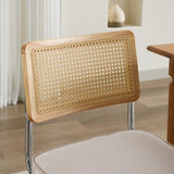 Mid Century Modern Dining Chairs Set of 2, Velvet Accent Chairs with Natural Cane Back & Stainless W1143P168322