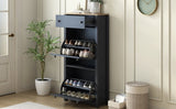 Functional Entryway Organizer with 2 Flip Drawers, Wood Grain Pattern Top Shoe Cabinet with Drawer, 98388469