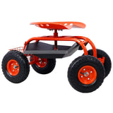 Rolling Garden Scooter Garden Cart Seat with Wheels and Tool Tray, 360 Swivel Seat,Red---refurbished W465P225515