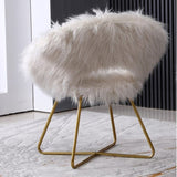 Slatina Faux Fur Upholstered Accent Chair, White T2574P164507