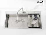 Kitchen Sink 30" x 22" Multifunctional Overmount Workstation Kitchen Sink S304 Stainless Steel T3177P286039