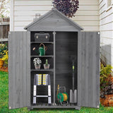 Outdoor Storage Cabinet, Garden Wood Tool Shed, Outside Wooden Shed Closet with Shelves and Latch W142291651