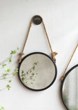 19.5" in Handsome Cleveland Mirror with Rope Strap Contemporary Design Circle Mirror with Grey Round W2078124346