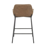 Daniella Industrial Counter Stool in Black Metal and Espresso Faux Leather by LumiSource - Set of 2 B202P221715
