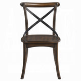 Dark Oak Finish Dining Side Chairs Set of 2 Wooden Kitchen Furniture X-Design Metal Accent Black B2741P327428
