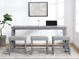 Bar Table Set with Power Outlet, Bar Table and Chairs Set, 4 Piece Dining Table Set, Industrial W487P339352