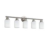 Modern 5-Light Vanity Wall Sconce, Brushed Nickel Finish with Frosted Glass Shades for Bathroom or W1340P206698