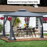 ZNTS 10x10 Ft Patio Double Roof Gazebo Replacement Canopy Top Fabric, Gray W419101851