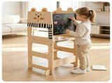 3-in-1 Convertible Toddler Learning Tower Step Stool with Chalkboard, Poplar Wood Flip Design 66238159