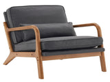 Oak Armrest Oak Upholstered Bronzing Cloth Single Lounge Chair Indoor Lounge Chair Dark Grey 30079338
