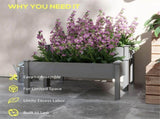 Gray 2-Tier Elevated Wooden Planter Box Raised Garden Bed with Legs for Outdoor Plants 64063621