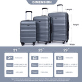 Expandable 3 Piece Luggage Sets PC Lightweight & Durable Suitcase with Two Hooks, Spinner Wheels, W284104374