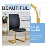 Luxury Simple Arch Chair - Set of 2 BLACK PU Material High Resilience Dining Chair with Arched Metal W1151P154874