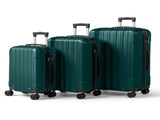 ABS Trolley Case 20in 24in 28in 3PCS Suitcase Set Vertical Striped Frosted Case Suitcase Dark Green 24610755