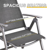 Patio Folding Chairs Set of 2, Aluminium Frame Outdoor Reclining Patio Chairs for Garden Camping W1859P210825