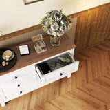 Retro Farmhouse Style Wooden Dresser with 6 Drawer, Storage Cabinet for Bedroom, WhiteBrown WF317946AAK