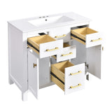 36'' Bathroon Vanity with Ceramic Sink Combo Set,Modern Freestanding Single Bathroom Cabinet with 4 N710P247494K