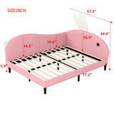 Full size Upholstered Rabbit-Shape Daybed, Sofabed with Rabbit Ear Headboard, Pink N733P208515H