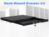 19" 1U Steel Plate DJ Drawer Equipment Cabinet with Keys Black 29080641