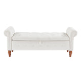 Beige, Solid Wood Legs, Velvet Bedroom End of Bed Storage, Rolled Side Sofa, Toy Storage 59544977