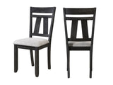 Cottage Style Dining Side Chair 2pc Set Upholstered Seat Wheat Charcoal Finish Dining Room Wooden B011P290536