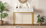 TREXM Modern Sleek Console Table Two Drawers with Stripe Design for Living Room and Entryway N715P201976K