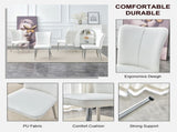 Modern minimalist dining chairs, office chairs. 4-piece set of white PU seats with silver metal W1151P268760