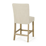 Contemporary Fabric Button Tufted 26 Inch Counter Stools, Set of 2, Beige 71254.00BGE