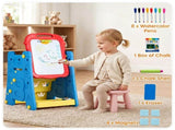 Blue 3-in-1 Kids Double Sided Art Easel, Magnetic Whiteboard & Chalkboard Standing Drawing Board 89404715