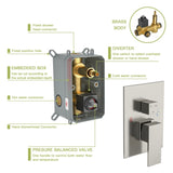 Shower System with Waterfall Tub Spout,12 Inch Ceiling Mount Square Shower System with Rough-in W124381954