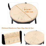Creamy White Bar Stools Swivel Counter Chairs with Metal Frame Set of 2 Hand Woven Paper Rope Dining W1757P144565