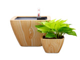 2-Pack Smart Self-watering Planter Pot for Indoor and Outdoor - Light Wood - Square Cone B046P144623