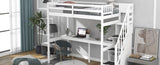 ZNTS Twin Size Loft Bed with Storage Staircase and Built-in Desk, White 91750242