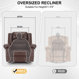 ZNTS Breathable Leather Massage Recliner Chair Manual Living Room Reclining Sofa W1403P156677