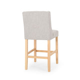 Vienna Contemporary Fabric Tufted Wingback 27 Inch Counter Stools, Set of 2, Light Gray, Natural 64853.00LGRY
