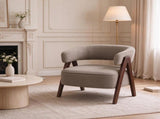 Upholstered Armchair with Wood Legs for Living Room 83853751
