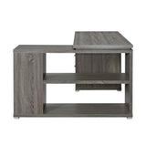 L-Shape Office Desk With Drawers and Shelves, Weathered Grey B016P163558
