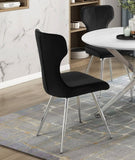 Ultra Modern Dining Furniture Set of 2 Side Chairs Black Velvet Upholstery Chrome Finish Metal Legs B011P285774