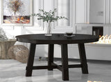 TREXM Farmhouse Round Extendable Dining Table with 16" Leaf Wood Kitchen Table WF291263AAP