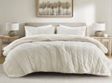 2 Pieces Twin Cable Knit Chenille Comforter Set,Ivory B035P381299