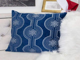 Holiday Blue Velvet Throw Pillow with White Snowflake Embroidery, 20x20 with Insert Set of 4 B357P609100