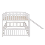 ZNTS Bunk Bed with Slide,Full Over Full Low Bunk Bed with Fence and Ladder for Toddler Kids Teens White 37938086