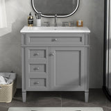30'' Bathroom Vanity with Top Sink, Modern Bathroom Storage Cabinet with 2 Drawers and a Tip-out N710P206904E