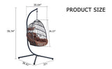 Indoor Outdoor Egg Swing Chair with Stand, Patio Grey Wicker Rattan Hanging Chair with Rope Back, W2920P281902