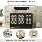 U-Can Modern Mirrored TV Stand for TV up to 55 Inches, Entertainment Center Solid Wood Legs, Metal N724P198519B