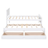 ZNTS Twin Size Platform Bed with Trundle and Drawers, White WF298815AAK