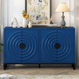 U-Style Storage Cabinet Sideboard Wooden Cabinet with Stunning Water Wave Door Design, Rubberwood N711P205934V